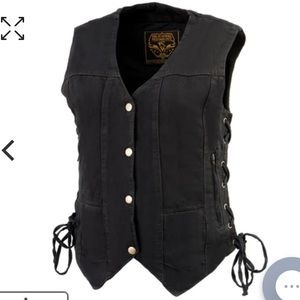 Milwaukee Leather MDL4020 Women's Classic Black Side Lace Denim Vest, size M,nwt